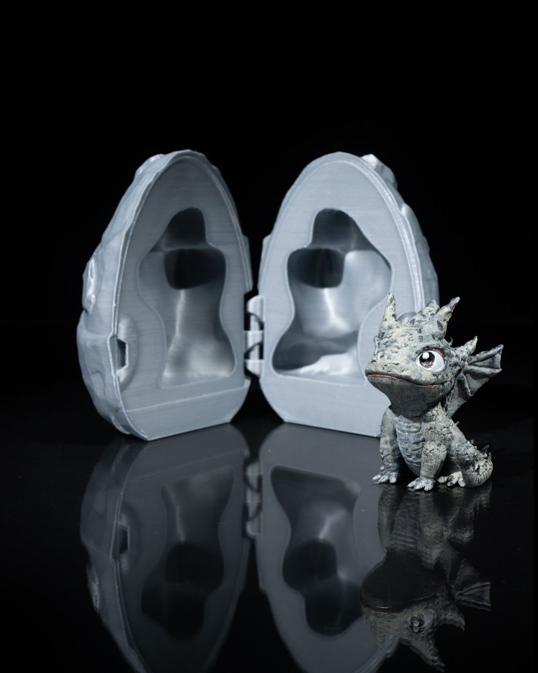 3D Printed Baby Stone Dragon & Egg – Earthbound Hatchling Collectible - Image 4
