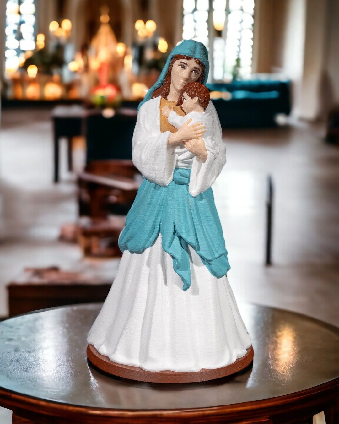 Imagem Nossa Senhora com Menino Jesus Decoração Religiosa Presente - Image 3