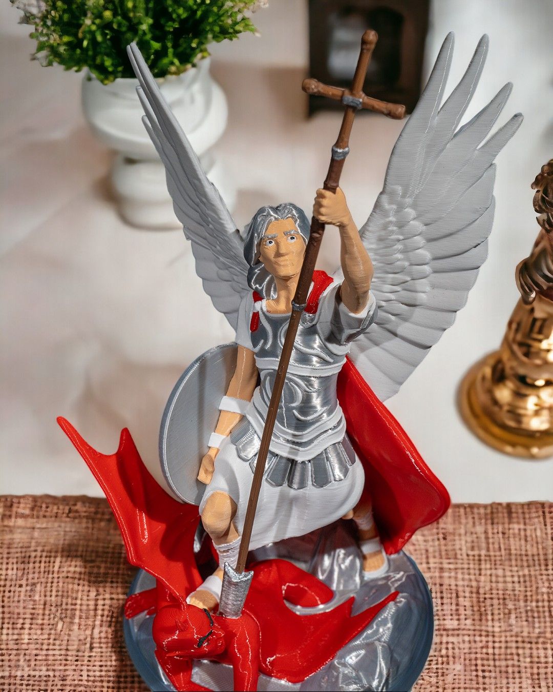 Imagem São Miguel Arcanjo 30cm Resina Estátua Protetor Detalhada Decoração - Image 3