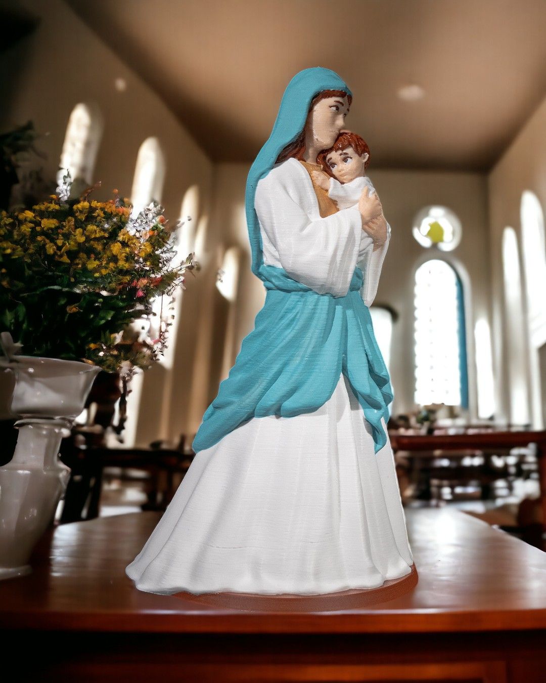 Imagem Nossa Senhora com Menino Jesus Decoração Religiosa Presente - Image 4