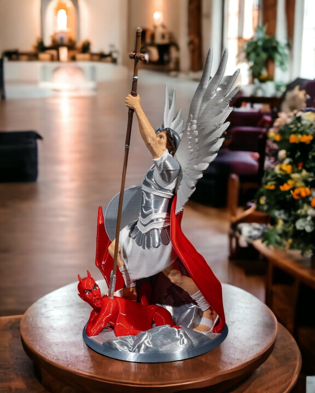 Imagem São Miguel Arcanjo 30cm Resina Estátua Protetor Detalhada Decoração - Image 4