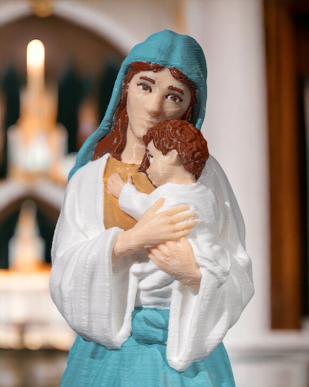 Imagem Nossa Senhora com Menino Jesus Decoração Religiosa Presente - Image 5