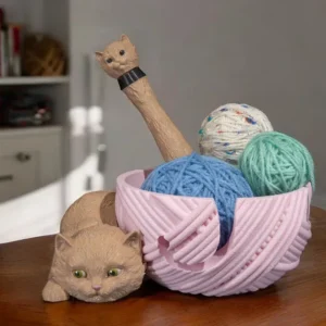 Organizador de crochê - Kit-Cat Yarn Bowl and Hook Case