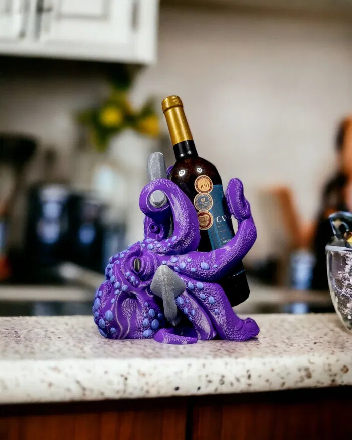 Suporte de vinho - Merlot the Octopus Wine Holder impressão 3D