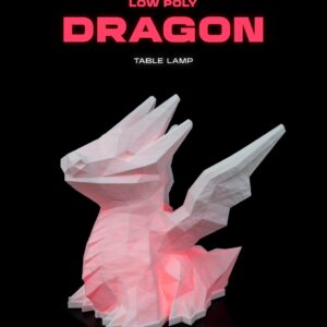 Majestic Low Poly Dragon Table Lamp – 3D Printed, Modern Geometric Design