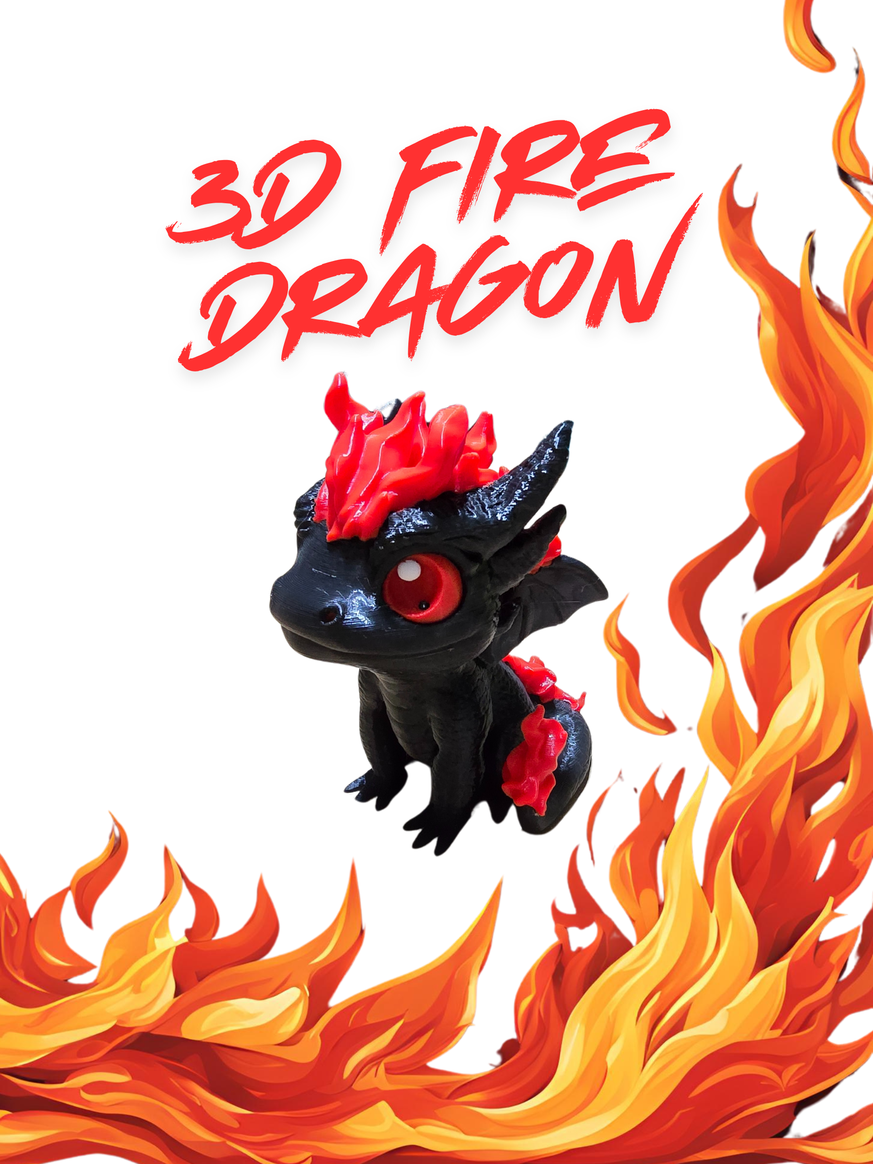 3D Printed Baby Fire Dragon & Egg – Mystical Hatchling Collectible - Image 3