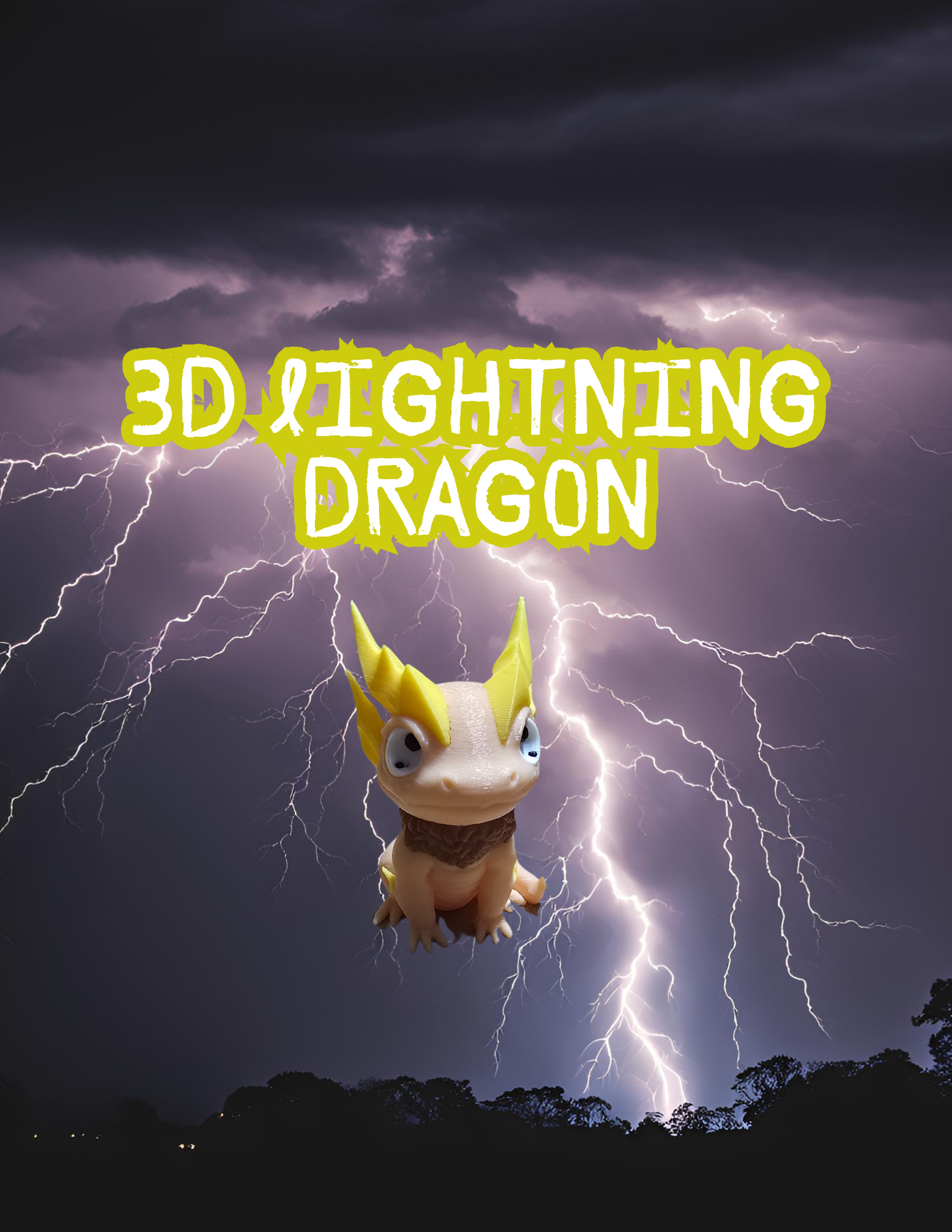 3D Printed Baby Lightning Dragon & Egg – Electrifying Hatchling Collectible - Image 2