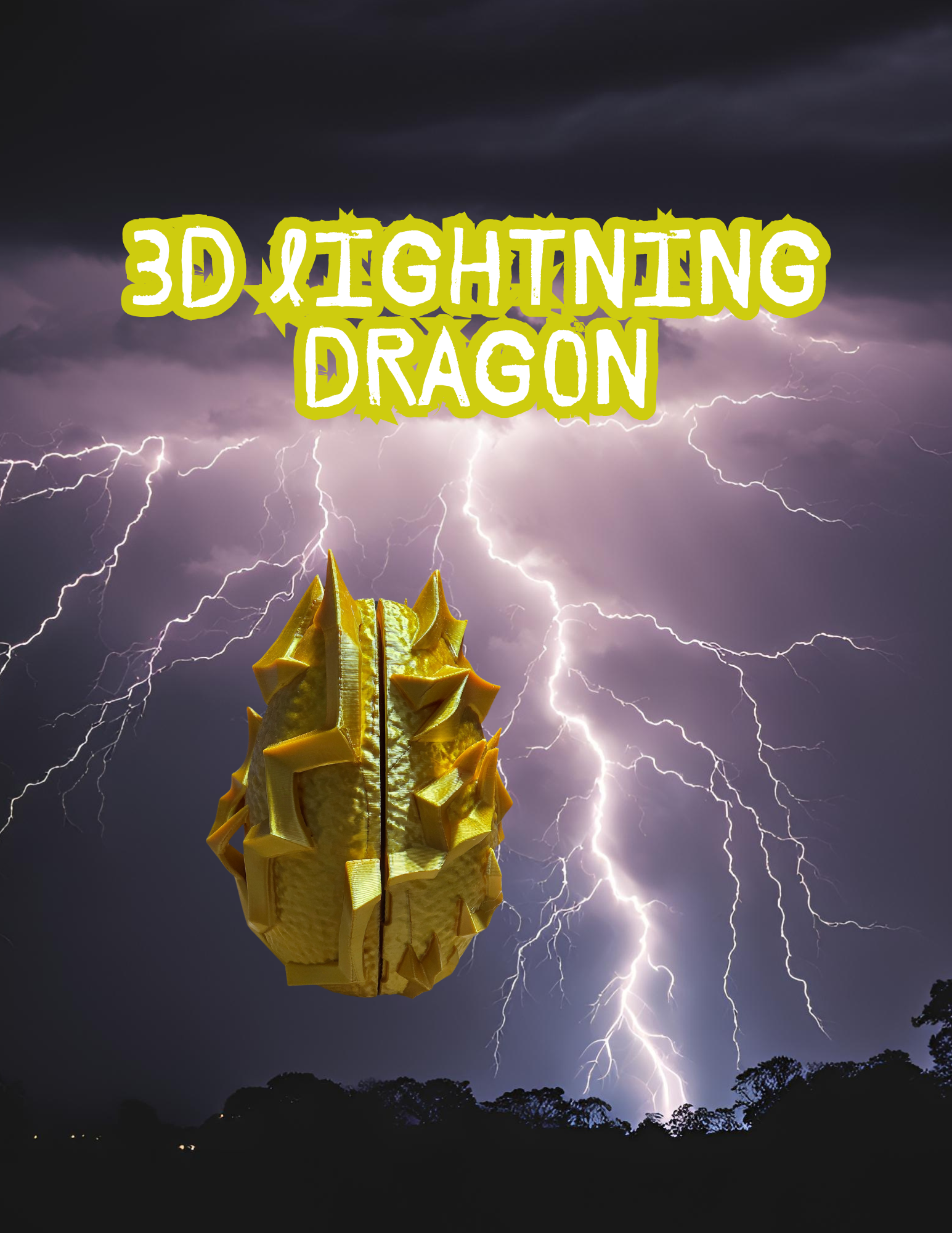 3D Printed Baby Lightning Dragon & Egg – Electrifying Hatchling Collectible - Image 3