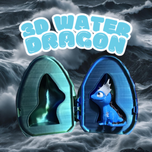 3D Printed Baby Water Dragon & Egg – Enchanted Ocean Hatchling Collectible