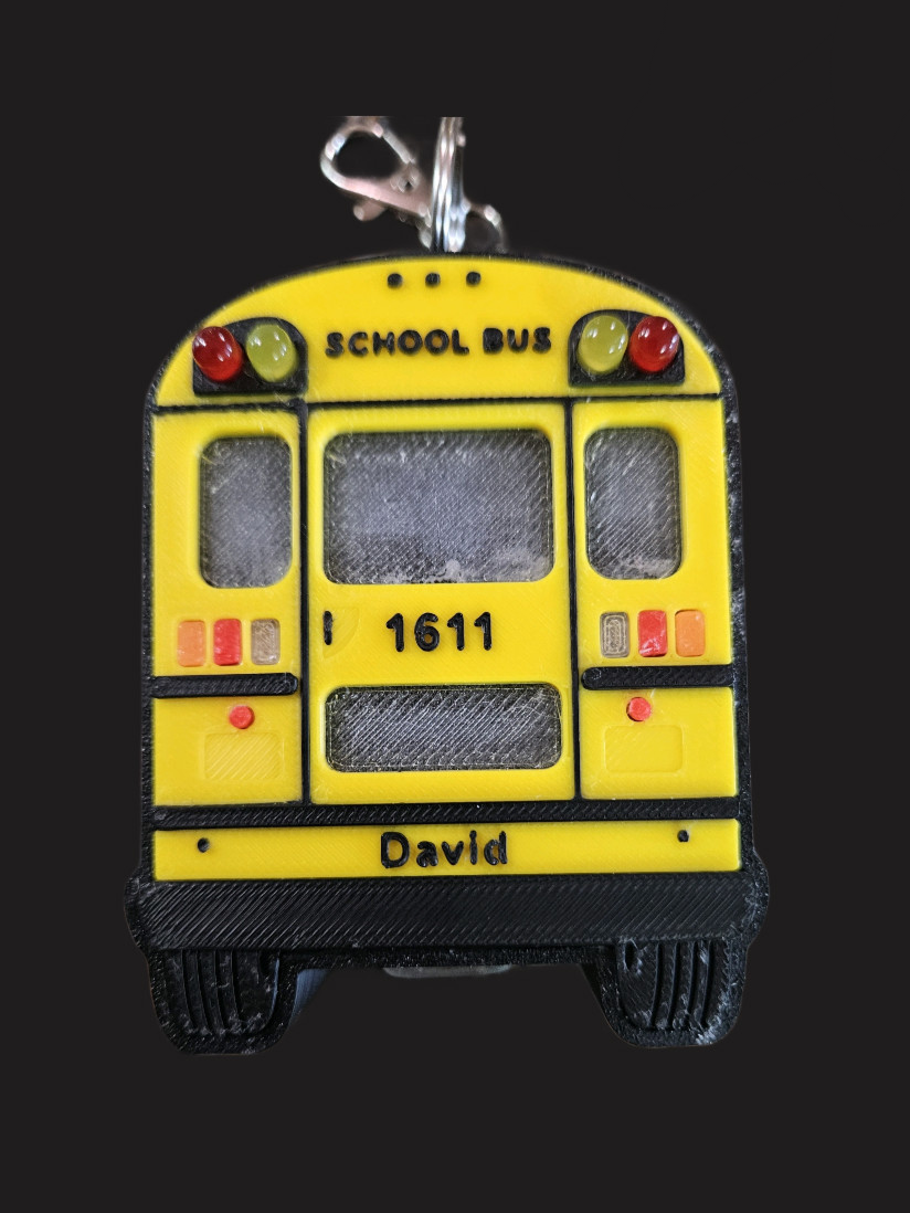 Rechargeable 3d printed School Bus Keychain with functional lights (custom made) - Image 2