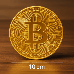 Moeda de Bitcoin 3D Decorativa – 10 cm de Diâmetro