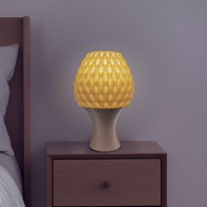 Abajur portátil "Reversed Diamond" sem fio, com lâmpada RGB recarregável e com controle remoto. Fabricada com plástico ecológico PLA através de impressão 3D.