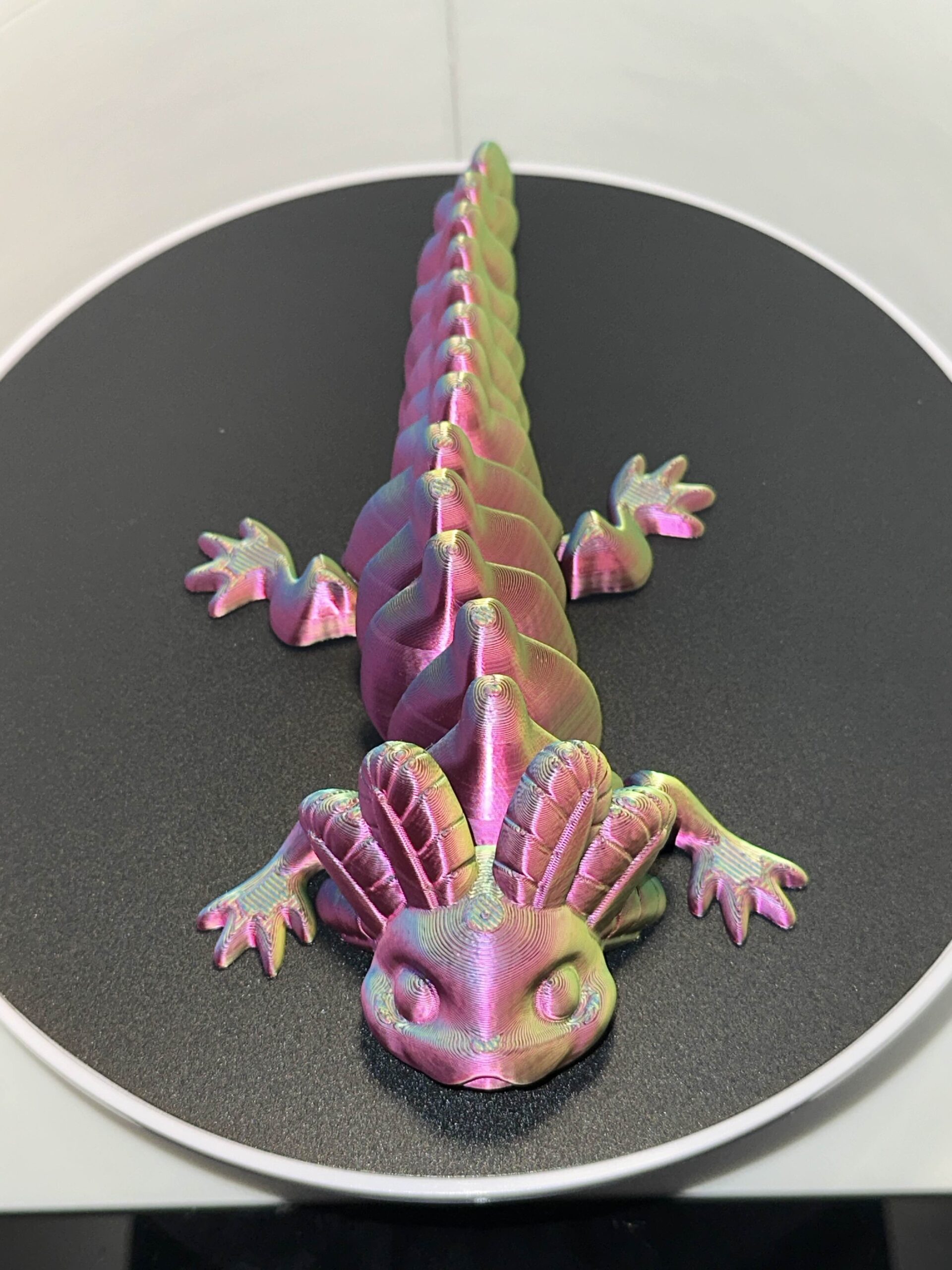One-of-a-Kind Green & Rose Silk Axolotl Dragon – Ready to Ship – Only 1 Available! - Image 2