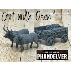 Cart with Oxen | Wagon with Supplies | Lost Mine of Phandelver | Prop | Tabletop Miniature | D&D Dungeons and Dragons 5e | Pathfinder