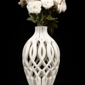 Vaso Luxo Crystal Grid Branco 20cm