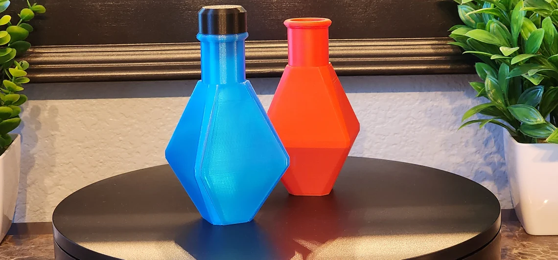 Octahedral Health / Mana Magic Potion Bottle - 3D Printed Décor, Costume / Cosplay - Image 2