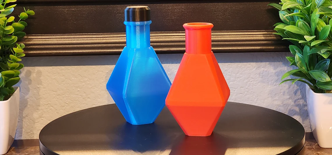 Octahedral Health / Mana Magic Potion Bottle - 3D Printed Décor, Costume / Cosplay - Image 3