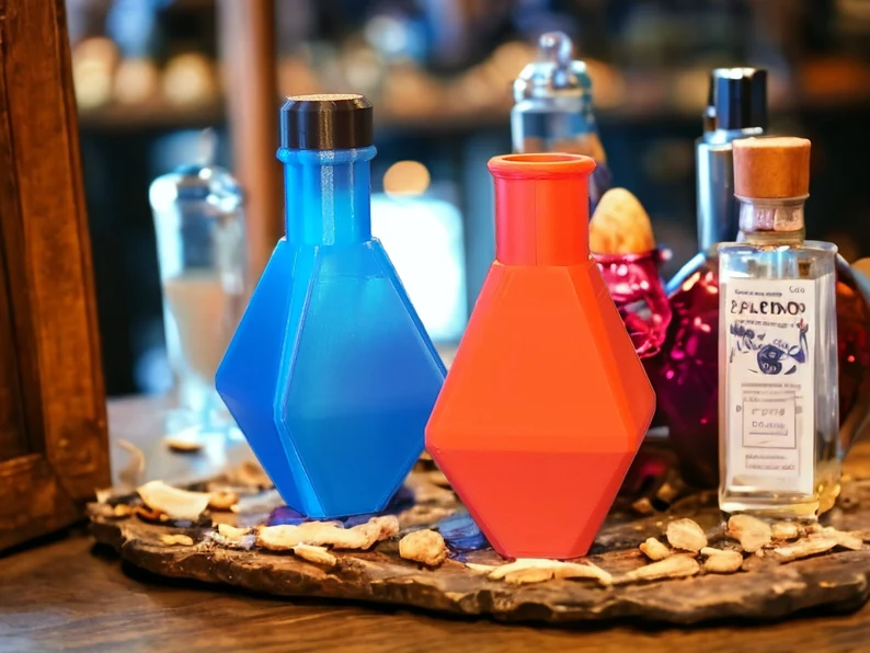 Octahedral Health / Mana Magic Potion Bottle - 3D Printed Décor, Costume / Cosplay