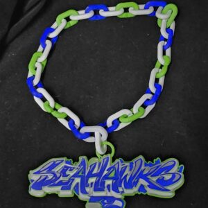 Graffiti-Style Seattle Seahawks Fan Chain – Large Link 3D Printed Medallion
