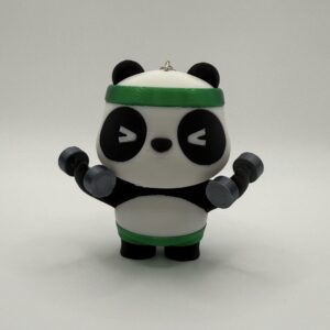 Gym Panda Keychain- Cute Workout Panda with Dumbbells