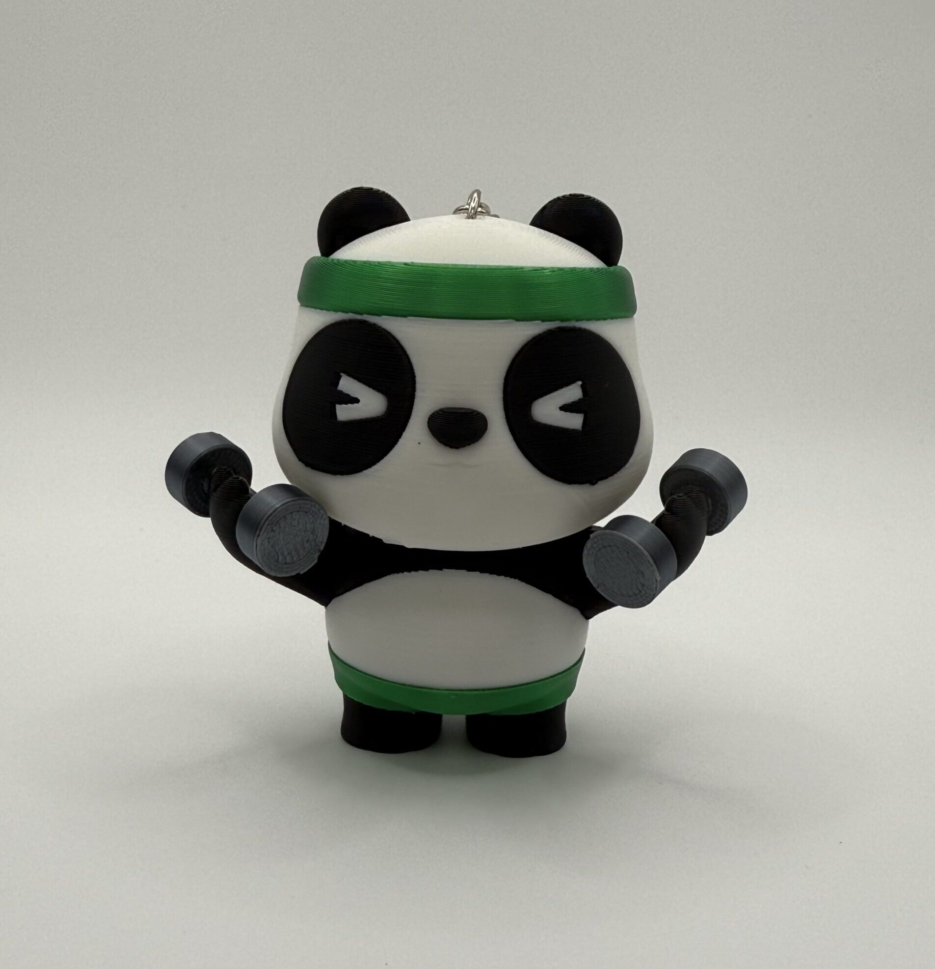 Gym Panda Keychain- Cute Workout Panda with Dumbbells