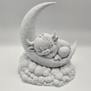 Sleepy Highlander Cow on the Moon