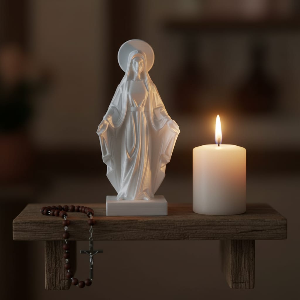 Estatueta Nossa Senhora Decorativa Branca: Fé e Paz para Seu Lar - Image 12